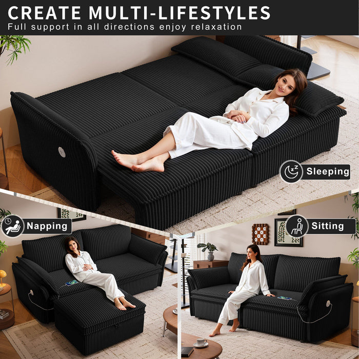 2 In 1 Convertible Sofa Bed, Multi Functional Living Room Furniture