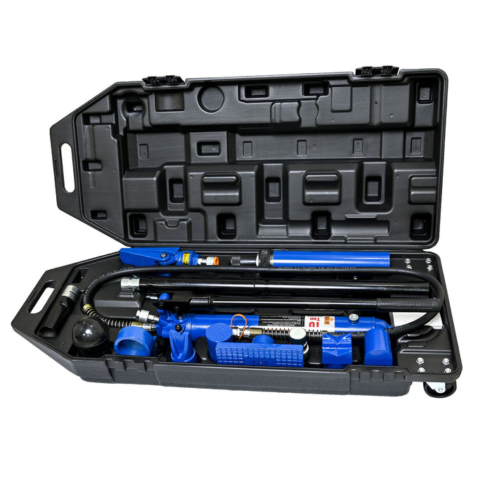 10 Ton Portable Hydraulic Equipment Kit For Metal Work - Black / Blue