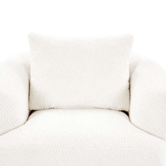 360° Swivel Barrel Sofa Chair With Throw Pillow, Chenille Upholstered Accent Chair