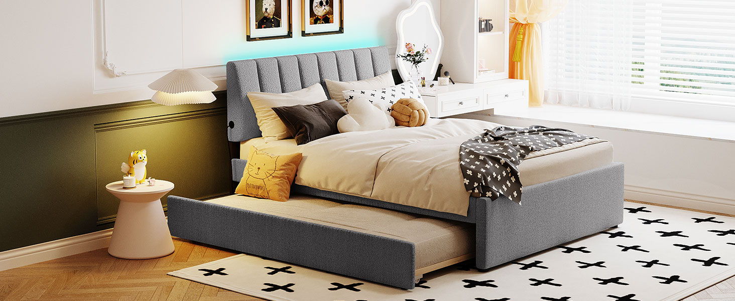 Upholstered Platform Bed With Trundle