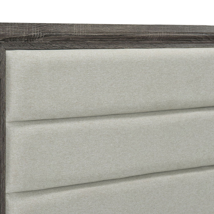 Funston - 4 Piece Queen Bedroom Set With Upholstered Headboard - Oak