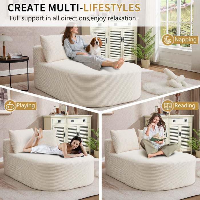 Oversized Chaise Lounge Sofa Bed With Deep Seat And Soft Pillows