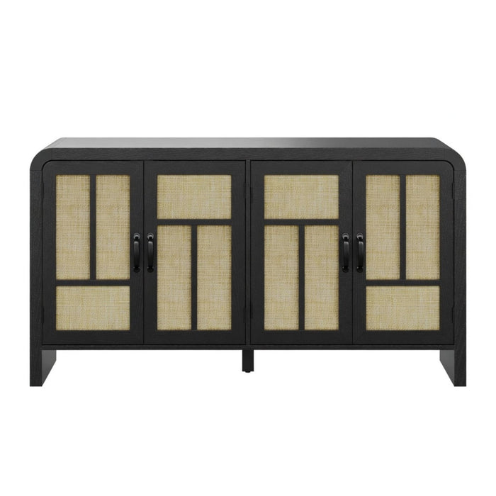 Sideboard Buffet Cabinet With 4 Doors & Adjustable Shelves - Black