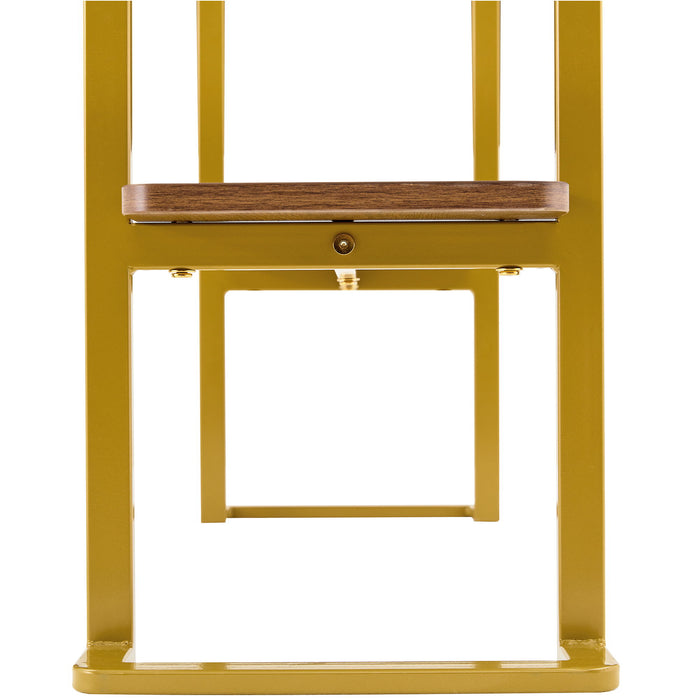 Console Table With Shelf, 2 Tier Living Room - Gold / Walnut