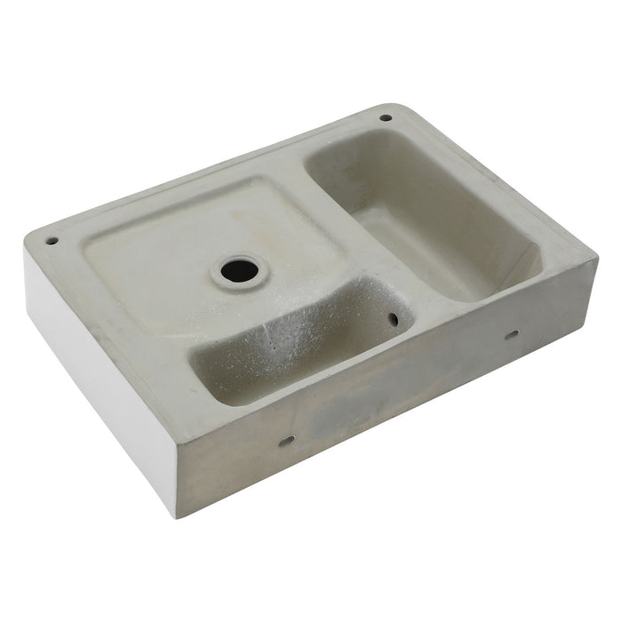 Wall Mounted Rectangular Bathroom Sink With Towel Bar And Faucet Hole - White