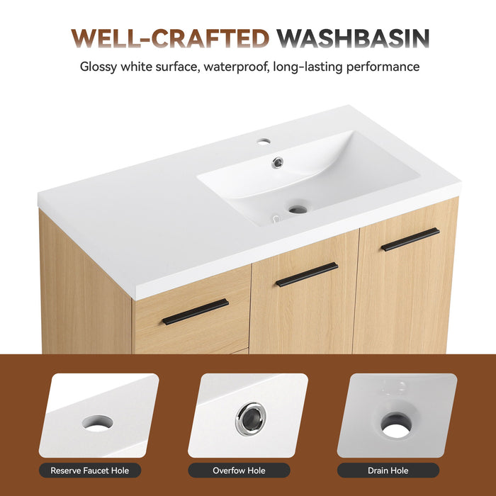 Wall Mounted Floating Bathroom Vanity With Sink, Door & Drawers Modular Cabinet