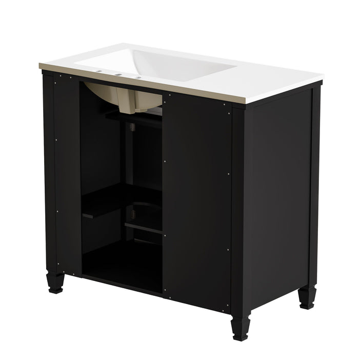 Bathroom Vanity With Sink, 1 Tip Out Drawer, 3 Side Drawers, Adjustable Shelf