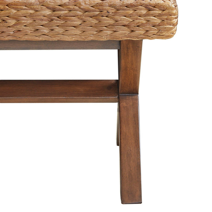 Bench With Water Hyacinth Seat - Brown