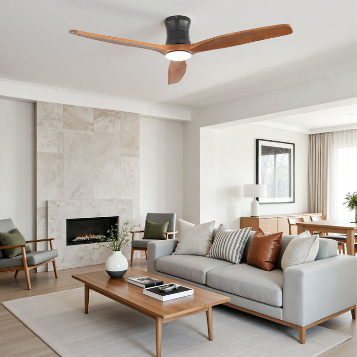 52" Ceiling Fan With Light, Dimmable DC Reversible Motor, 3 Blades