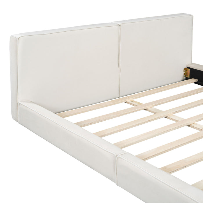 Upholstered Platform Bed, Grounded Bed With Solid Frame