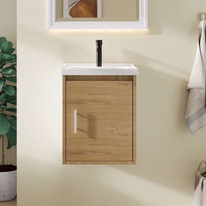 Floating Bathroom Vanity Combo, Wall Mounted Cabinet With Sink & Soft Close Doors For Small Bathrooms