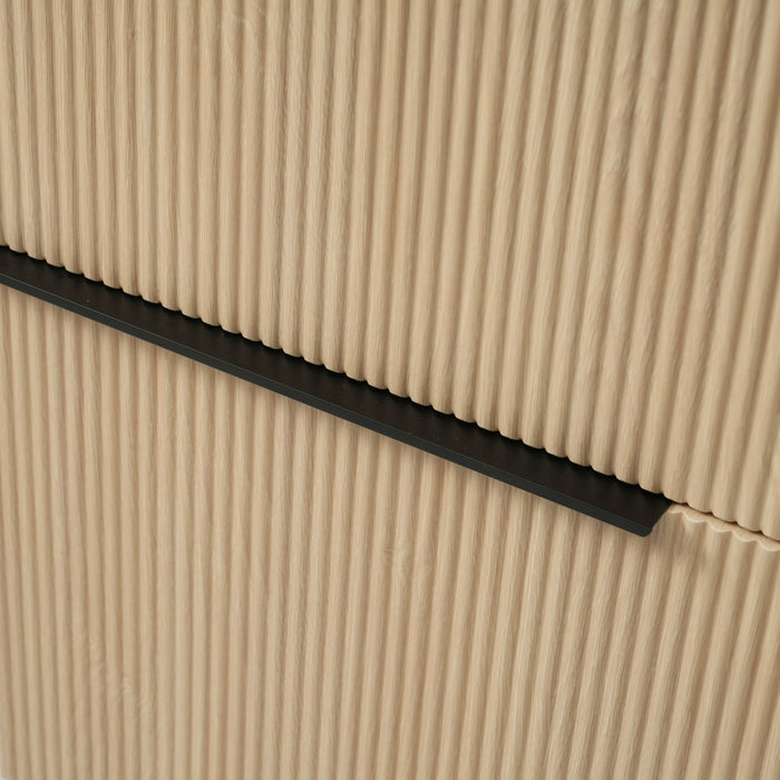 Fluted Bathroom Vanity With Ceramic Sink, Soft Close Slides