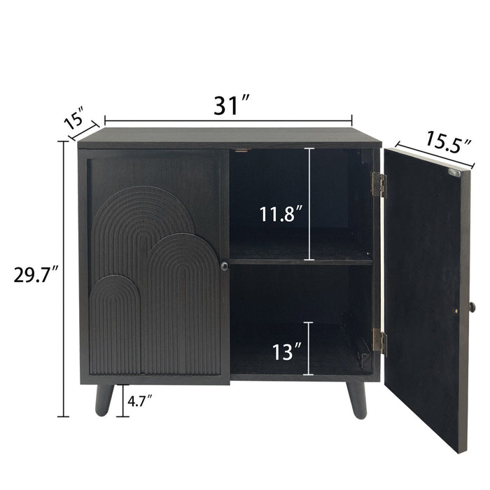 2 Door Accent Cabinet Storage Cabinet With Adjustable Shelf - Black