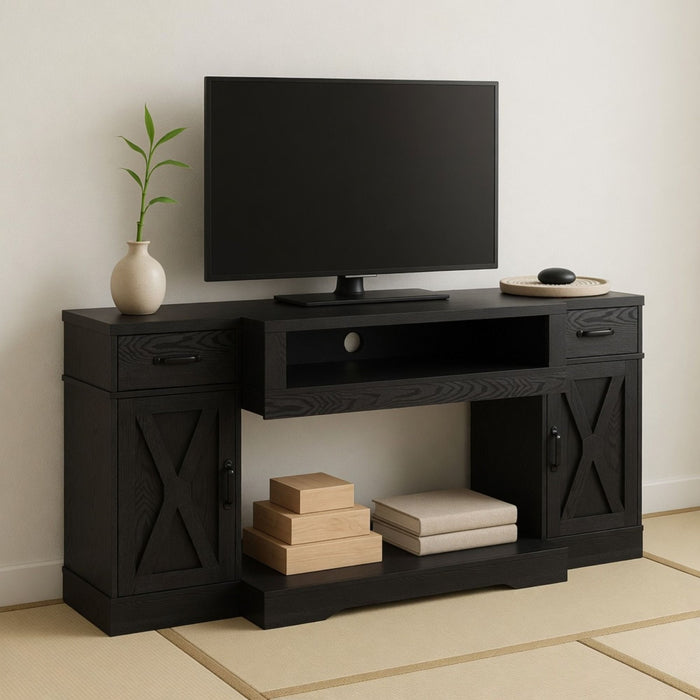 TV Stand With Adjustable Shelves & Double Doors