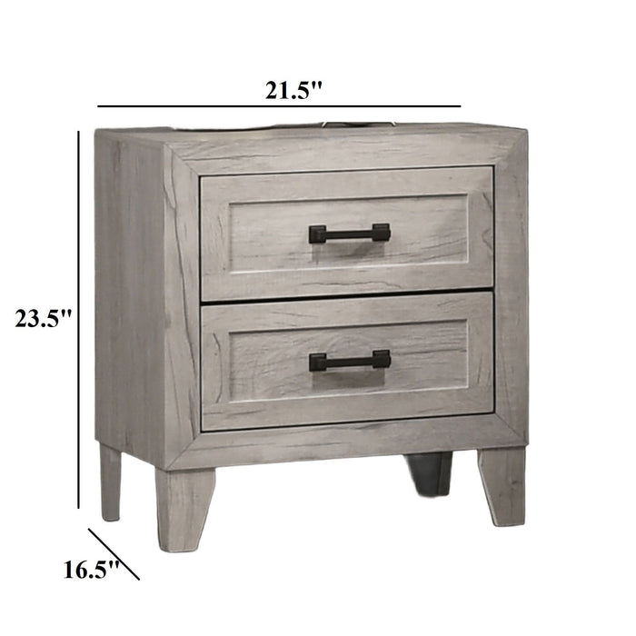 Nightstand, Bedside Table - White Washed