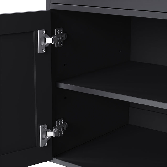 Farmhouse TV Stand With Solid Wood Gourd Shaped Legs For TVs Up To 70"