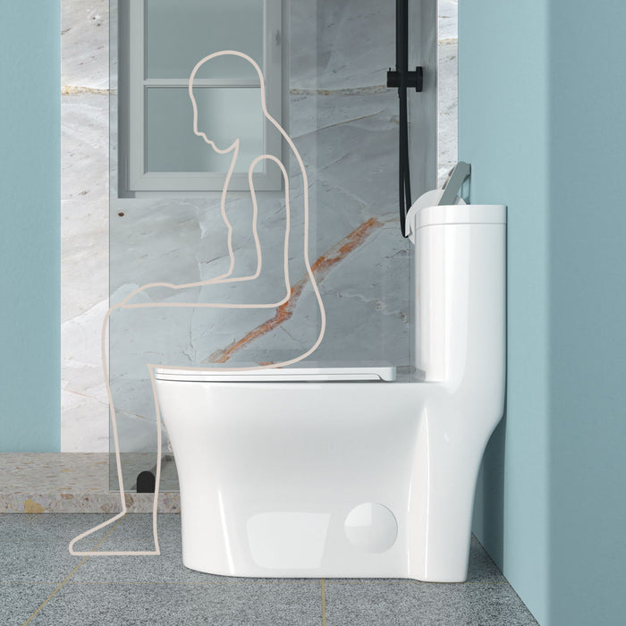 1 Piece Toilet For Bathroom, Dual Flush 1.22/1.6 Gpf, Soft Closing Seat - White