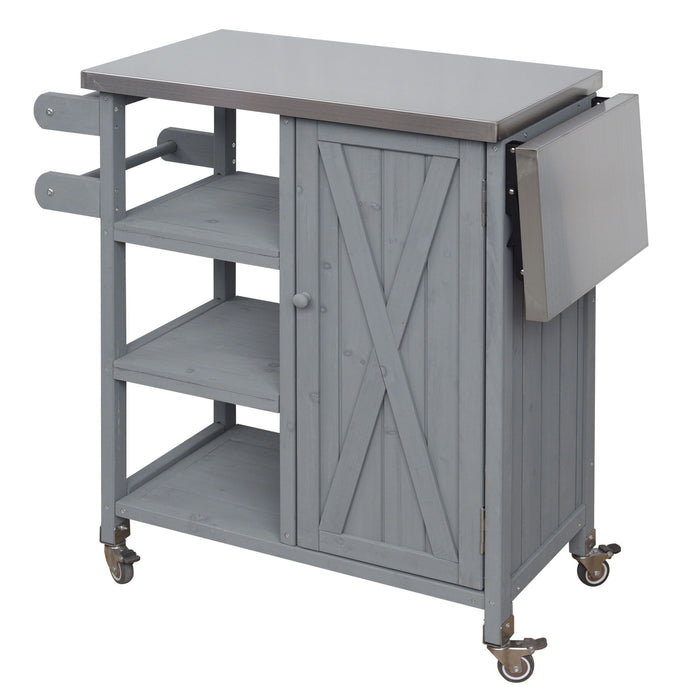 Foldable Outdoor Kitchen Island With Storage Cabinet