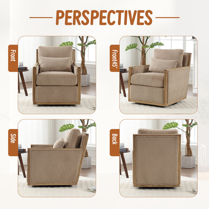 Comfy Accent Barrel Chair, 360 Degree Swivel