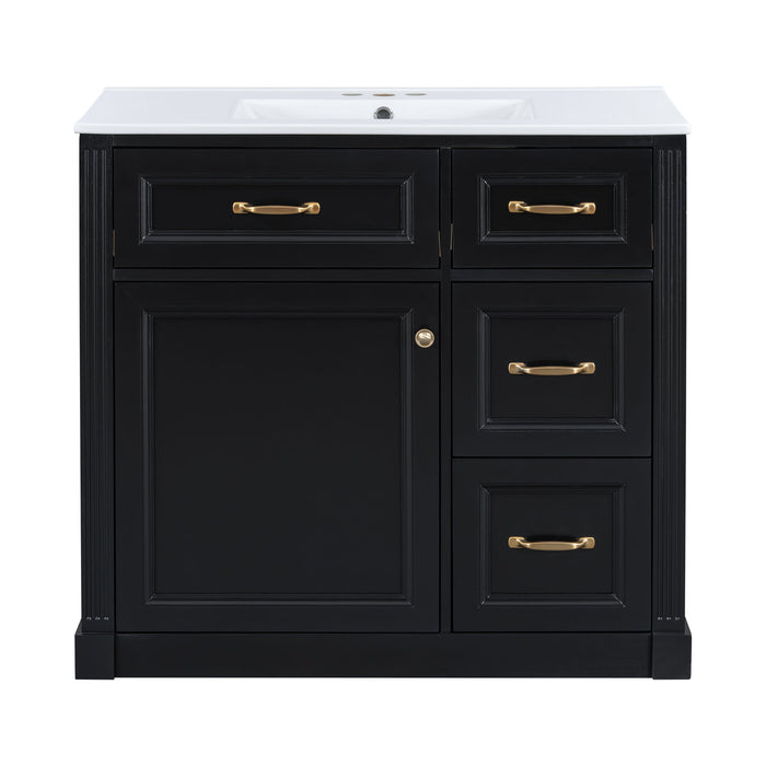 Modern Bathroom Vanity With Sink, 4 Drawers, Soft-Close Door, Adjustable Shelf