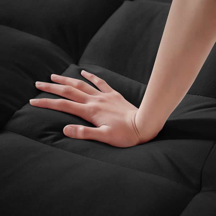 Convertible Velvet 3 In 1 Sofa Bed With Adjustable Sleeper Chair And Multi Pockets