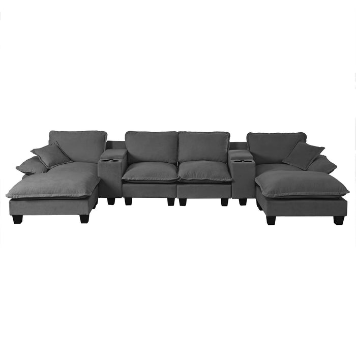 Modular Cloud Couch Sofa With Cup Holders & Storage, USB Port