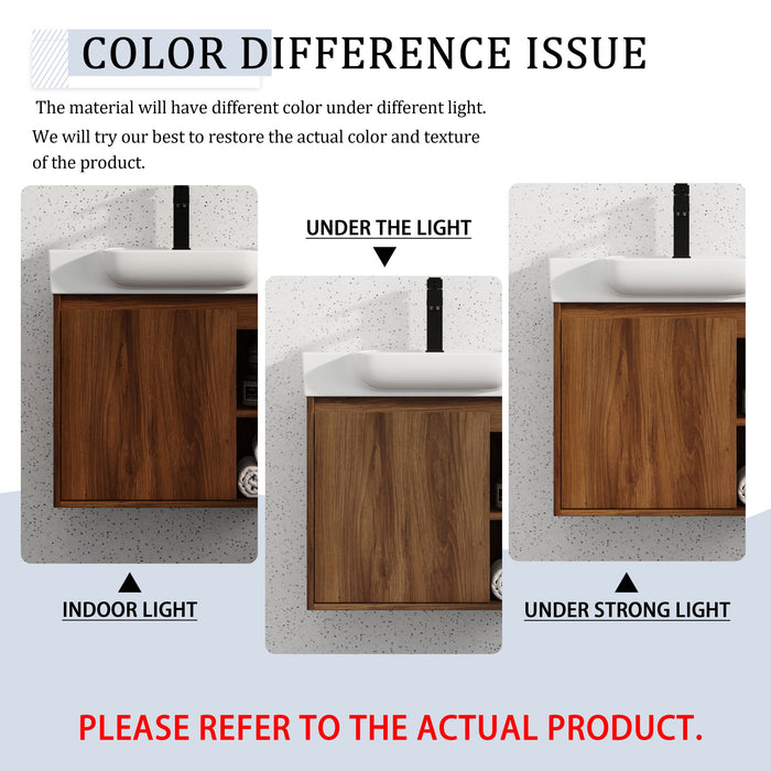 Wall Mounted Bathroom Vanity With Sink & Soft Close Door