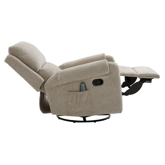 Manual Recliner Massage Chair With Swivel Rocker, 8 Massage Modes, Side Storage Pocket