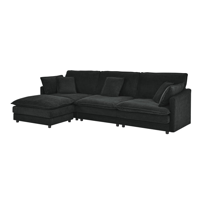 L-Shaped Sectional Sofa With Ottoman, Convertible 4 Seater Couch