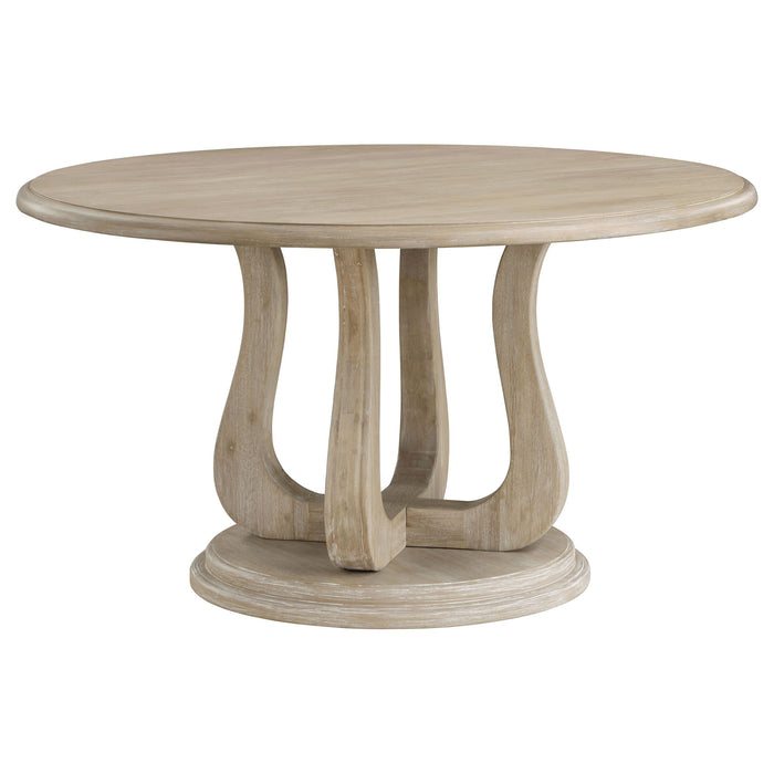 Verdugo - Round Dining Table With Pedestal Base - White Washed