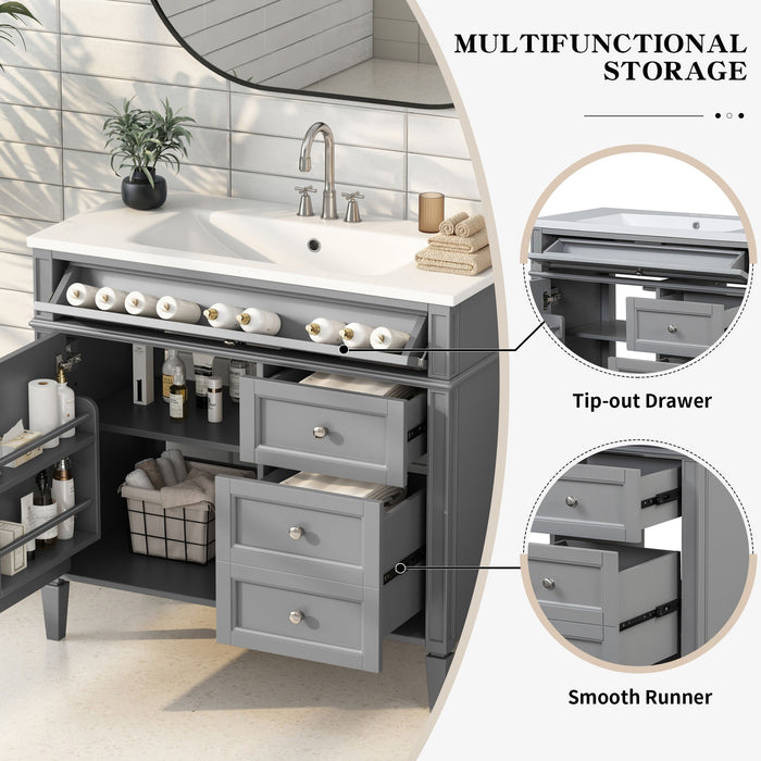 Bathroom Vanity & Top Sink, Modern Bathroom Storage Cabinet With 2 Drawers And A Tip-Out Drawer