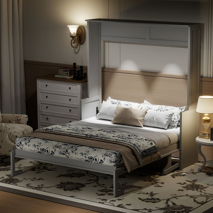 Murphy Bed With Desk, LED Lights And USB Charging Station