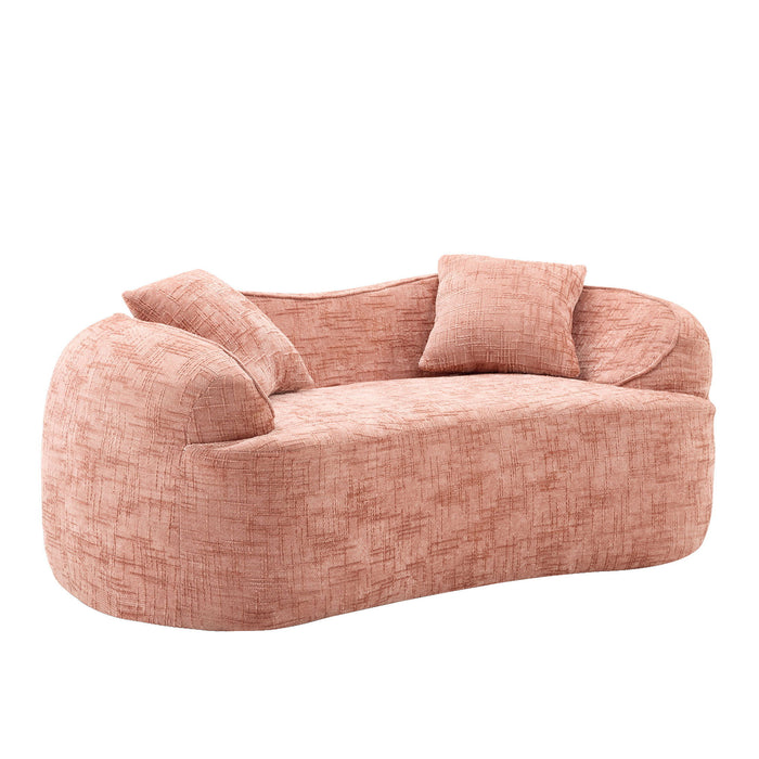 Curved 2 Person Compress Sofa With Armrests, Includes Pillows