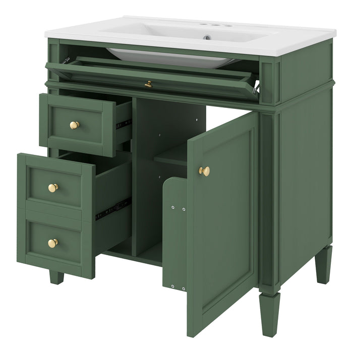 Bathroom Vanity With Top Sink, Storage Cabinet With 2 Drawers, Tip Out Drawer