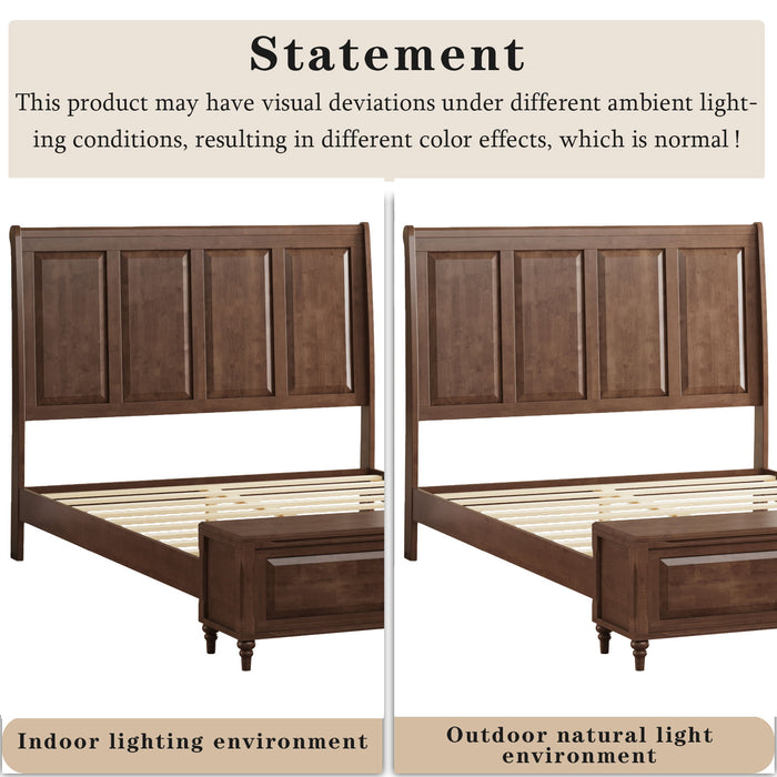 Sleigh Bed Frame With Tall Headboard And Storage Bench