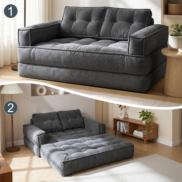 2 Seater Modular Corduroy Sofa With Chaise Lounge For Living Room