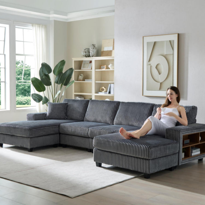 U-Shaped Convertible Sofa, 4 Seater Large Living Room Lounge