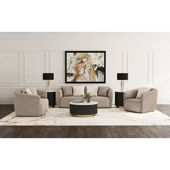 Silvana - Upholstered Rolled Loveseat With Curved Back And Foam Cushions - Beige