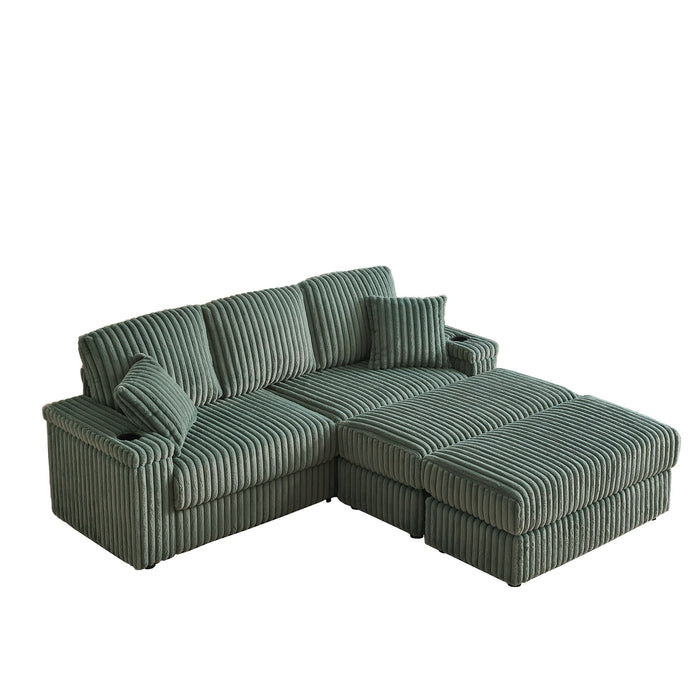 3 Seater Sofa With 2 Ottomans For Living Room