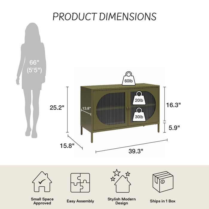 Luna - Wide 2 Door Accent Cabinet - Olive Green