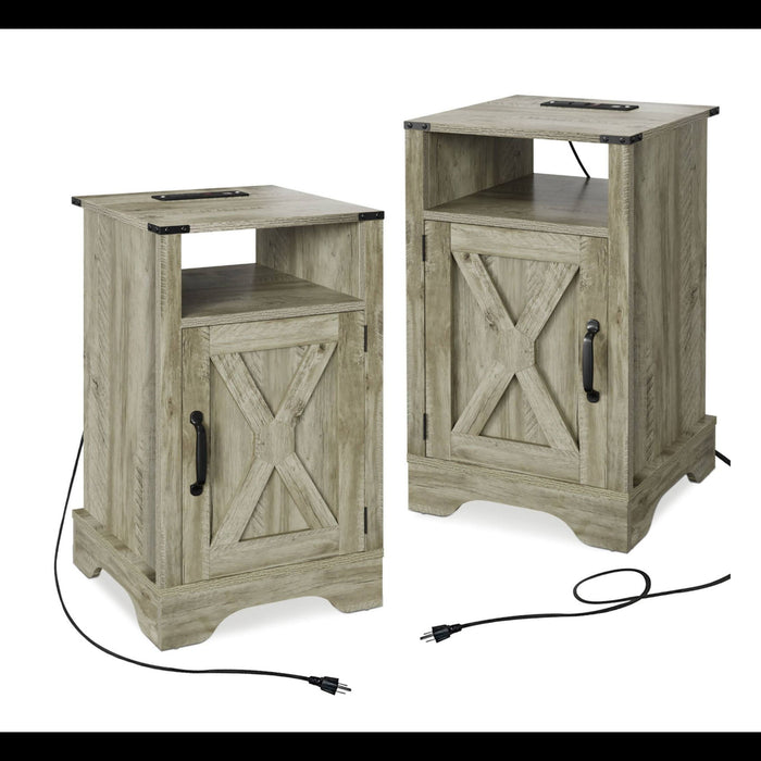 Farmhouse Nightstand, Charging Station & Storage