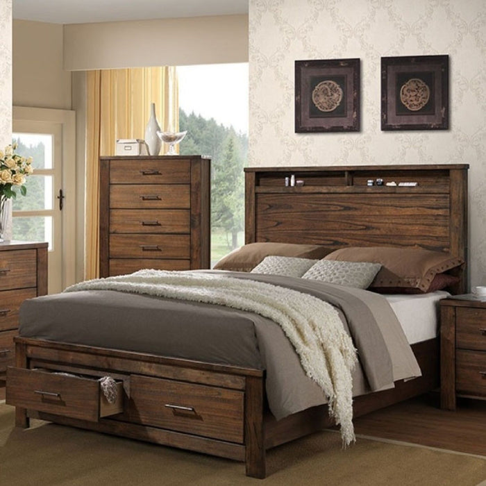 Eastern King Bed With Footboard Drawers Furniture - Oak