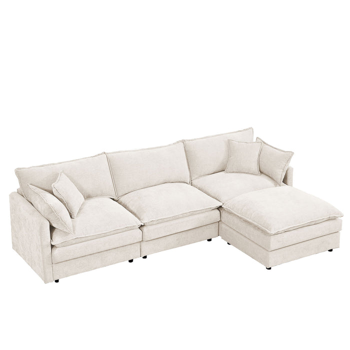 Modular L-Shaped Sectional Sofa With Movable Ottoman