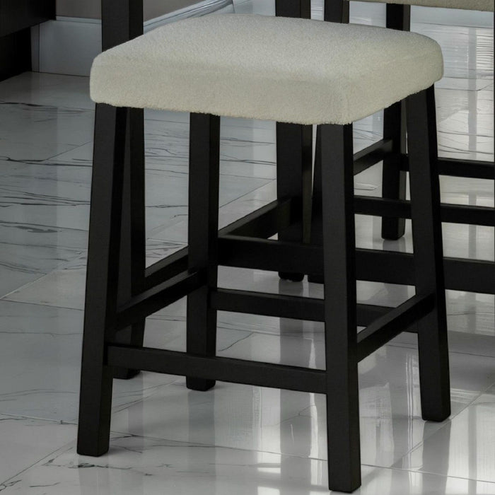 Dining Table Set With Storage Shelves, 3 Piece With 2 Stools - Black / Ivory / White