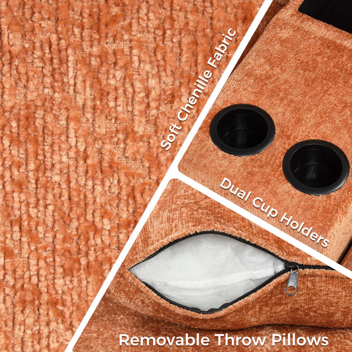 Modular L-Shaped Sectional Sofa Bed With Pull-Out Sleeper, Cup Holders, And Storage