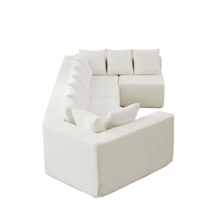 L - Shaped Modular Sofa With Deep Seat And 11 Pillows