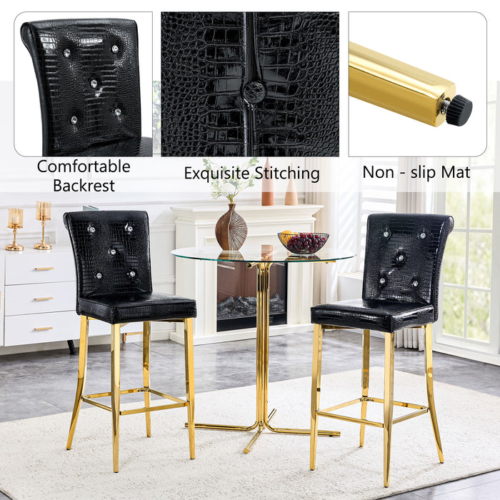 Bar Chairs With Crystal Clasp Design (Set of 2)