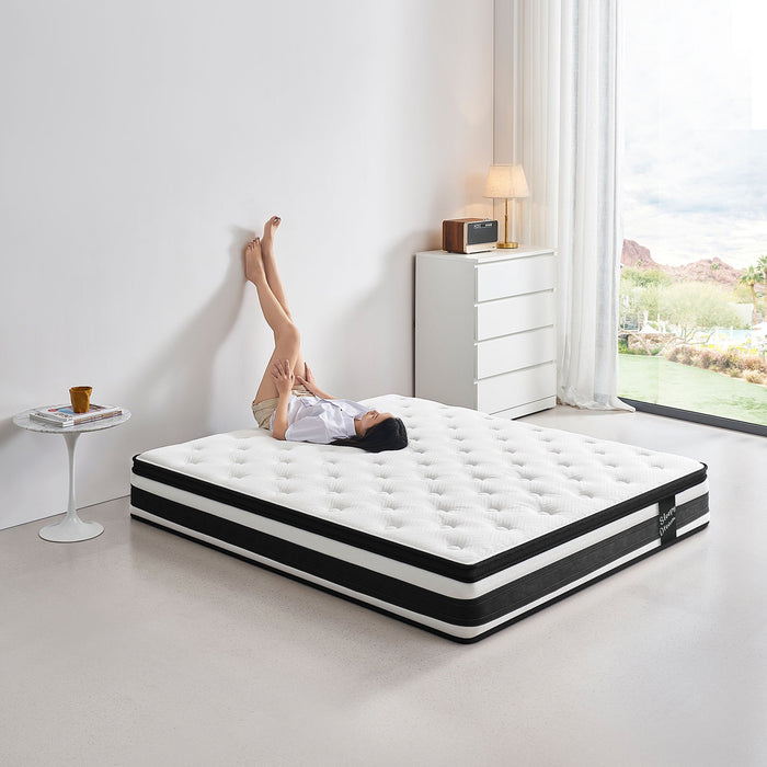 12" Breathable Hybrid Mattress, Memory Foam, Individual Pocket Springs