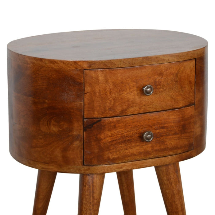 Rounded Bedside Table - Chestnut