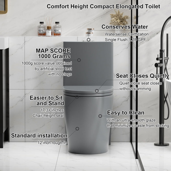 1 Piece Toilet With Tornado Flush, Dual Flush, And ADA Height Comfort Chair